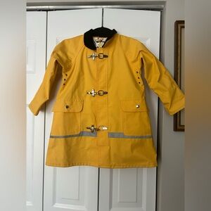 Wippett Kids Boy’s Sz S (4) Retro Inspired Yellow Raincoat W/ Red Plaid Interior